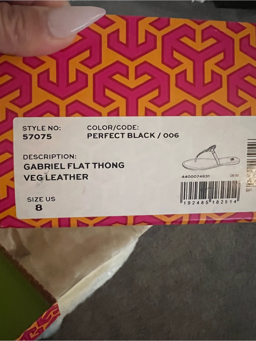 Tory Burch Gabriel Black Leather Thong Sandals - Picture 2 of 2